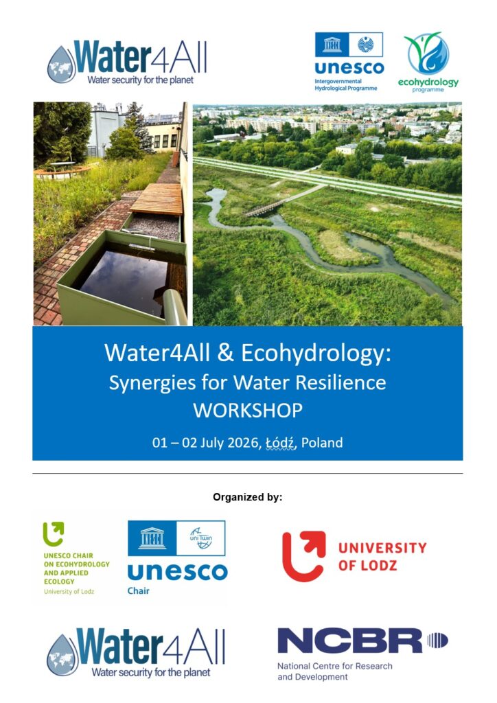 Water4All & Ecohydrology:                            Synergies for Water Resilience – WORKSHOP
